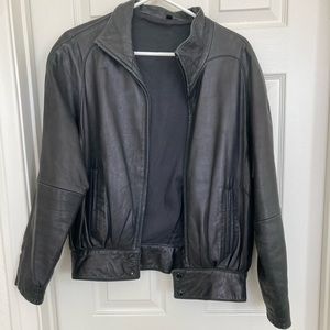Genuine leather bomber jacket